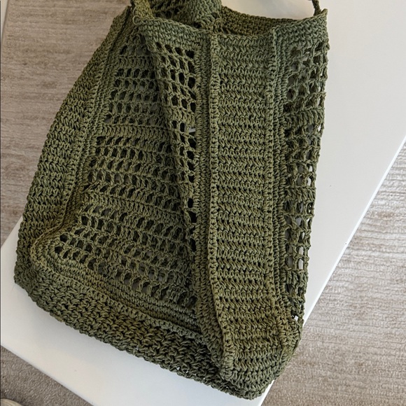 Tory Burch Olive Crochet Tote - Picture 4 of 7
